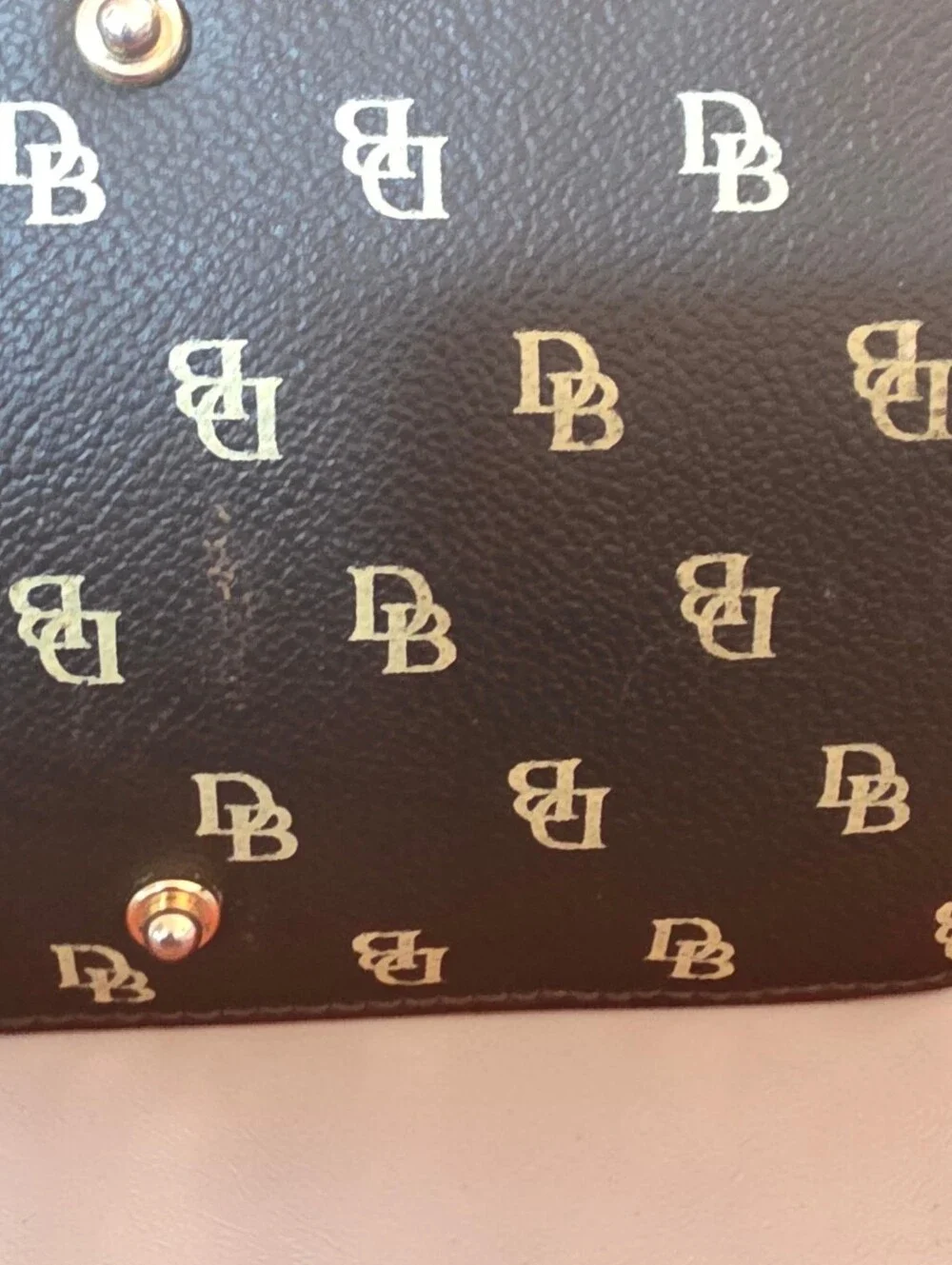 Dooney & Bourke Brown & Gold Monogram Satchel Handbag